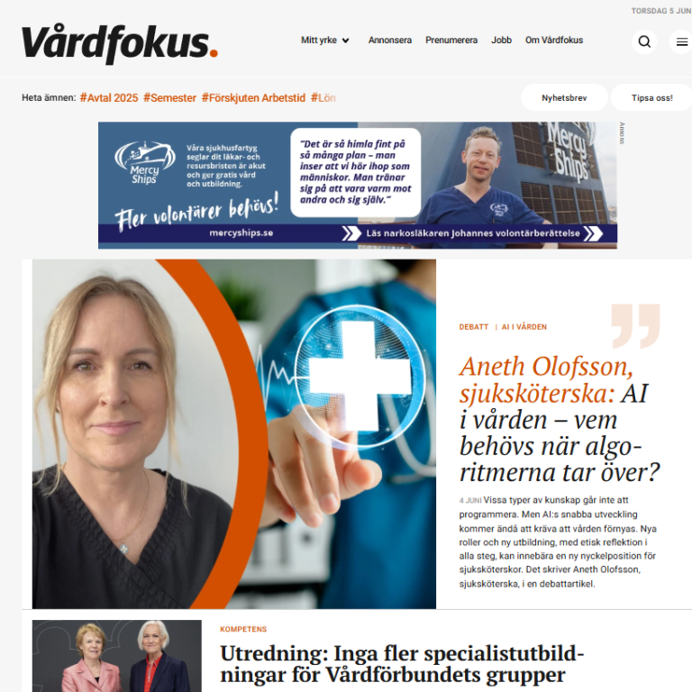 AI i vården Aneth Olofsson skribent